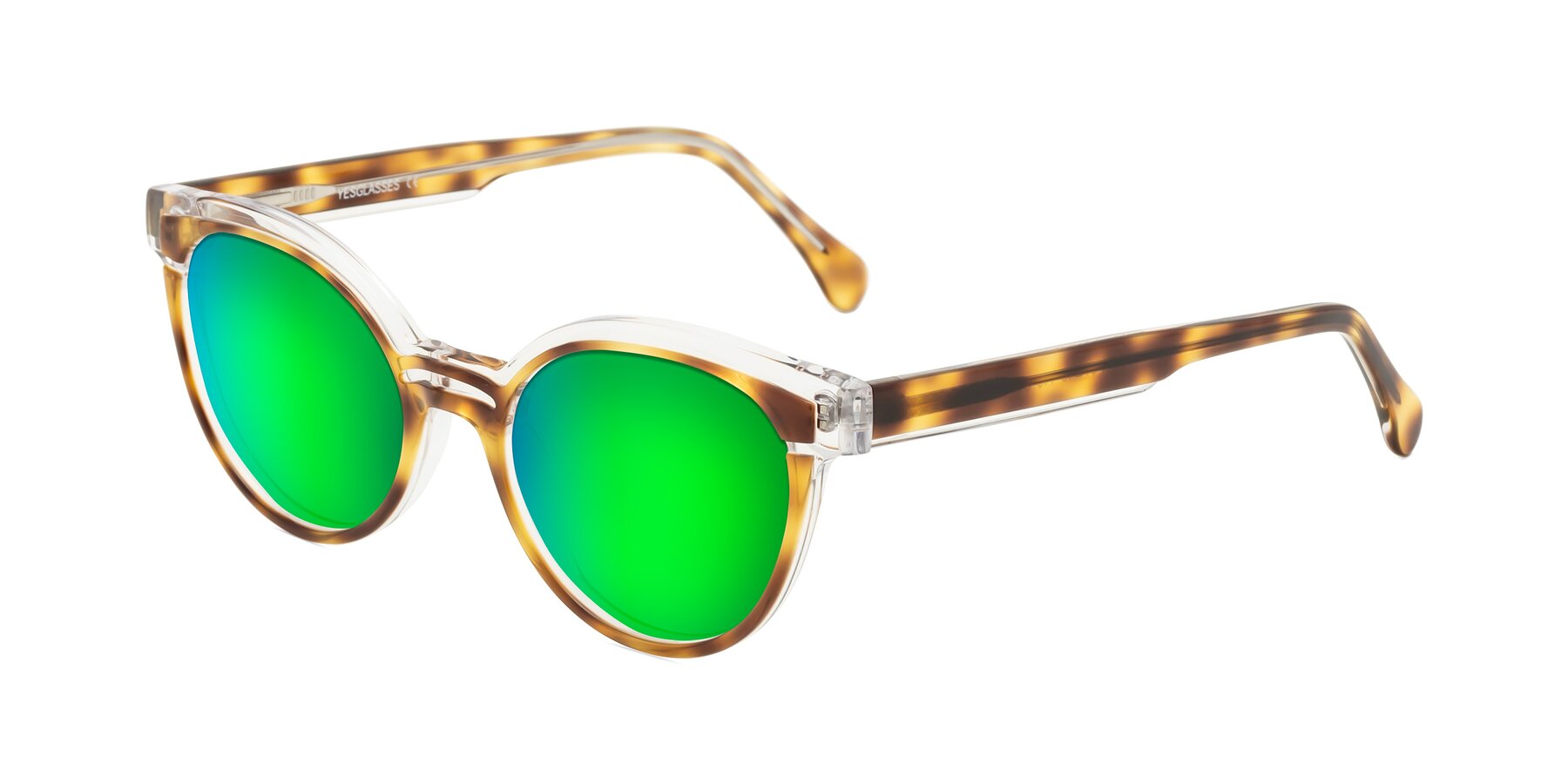 Angle of Forest in Brown Tortoise with Green Mirrored Lenses