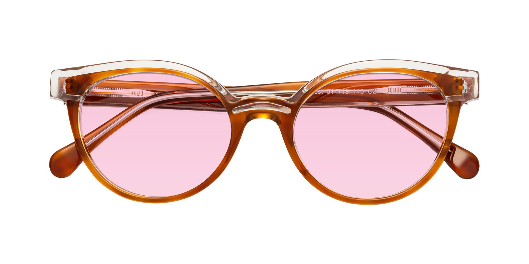 Folded Front of Forest in Amber with Light Pink Tinted Lenses