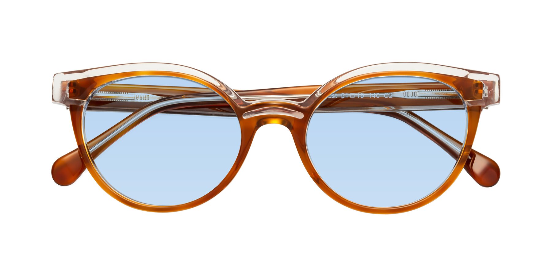 Folded Front of Forest in Amber with Light Blue Tinted Lenses