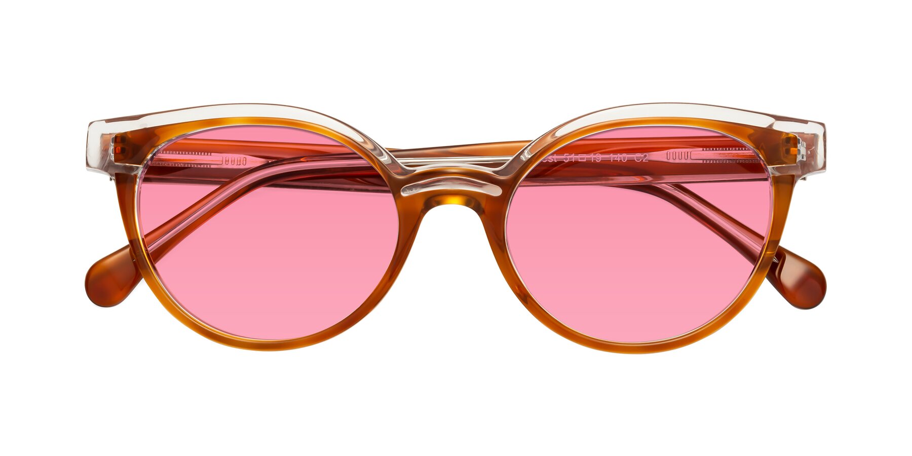 Folded Front of Forest in Amber with Pink Tinted Lenses