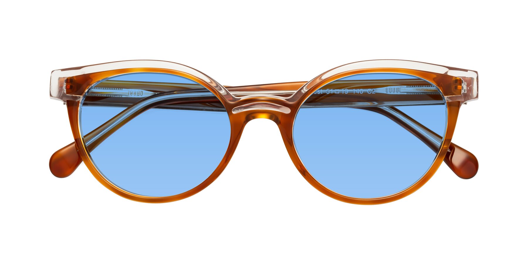 Folded Front of Forest in Amber with Medium Blue Tinted Lenses