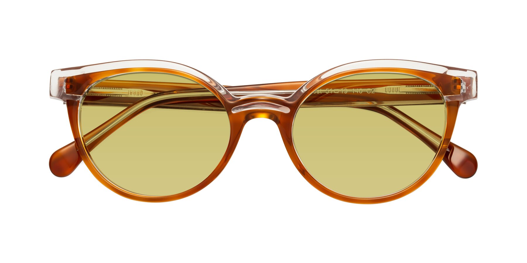Folded Front of Forest in Amber with Medium Champagne Tinted Lenses