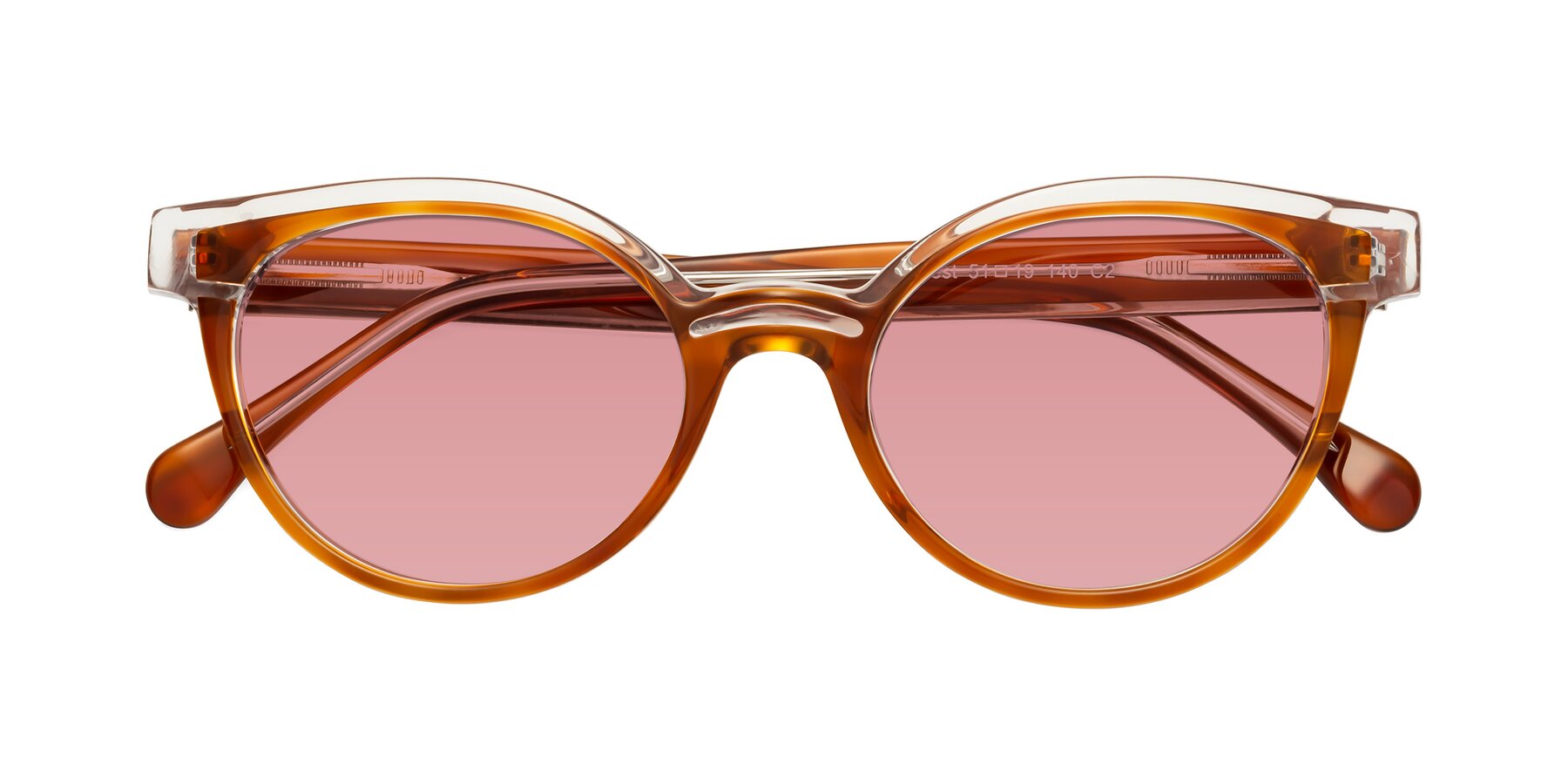 Folded Front of Forest in Amber with Medium Garnet Tinted Lenses