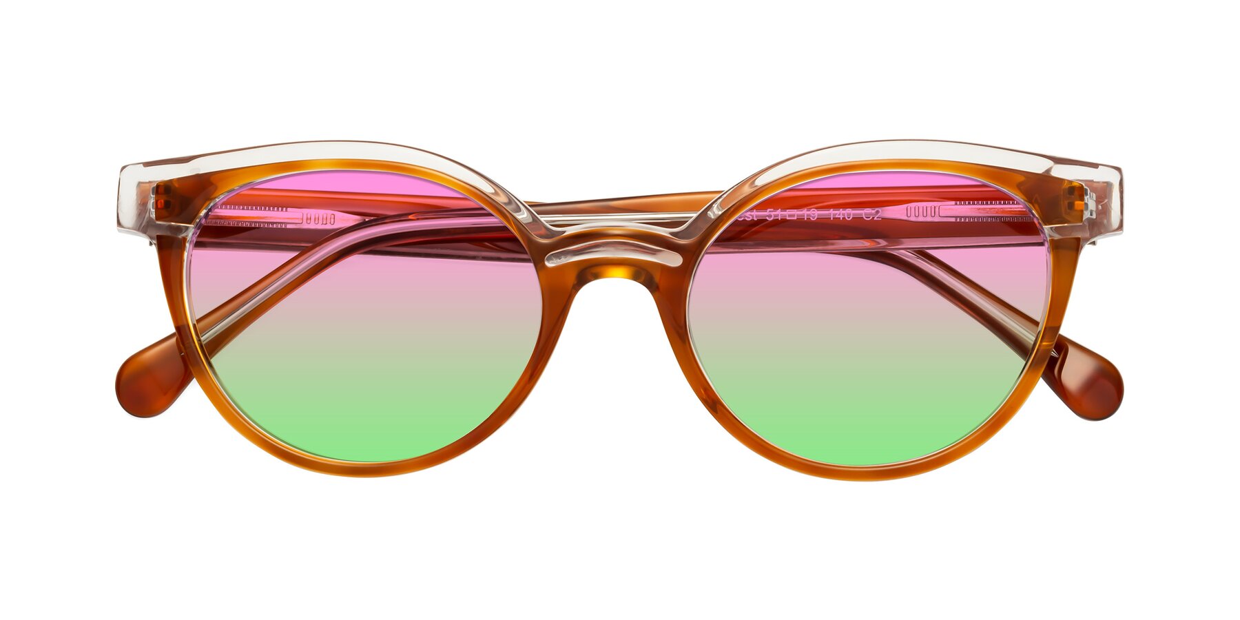 Folded Front of Forest in Amber with Pink / Green Gradient Lenses