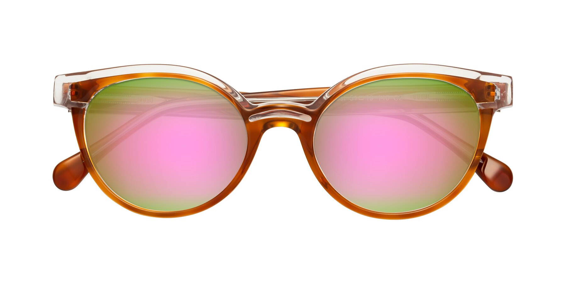 Folded Front of Forest in Amber with Pink Mirrored Lenses