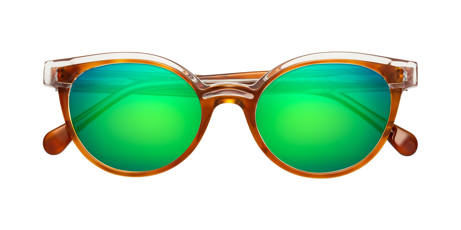 Folded Front of Forest in Amber with Green Mirrored Lenses