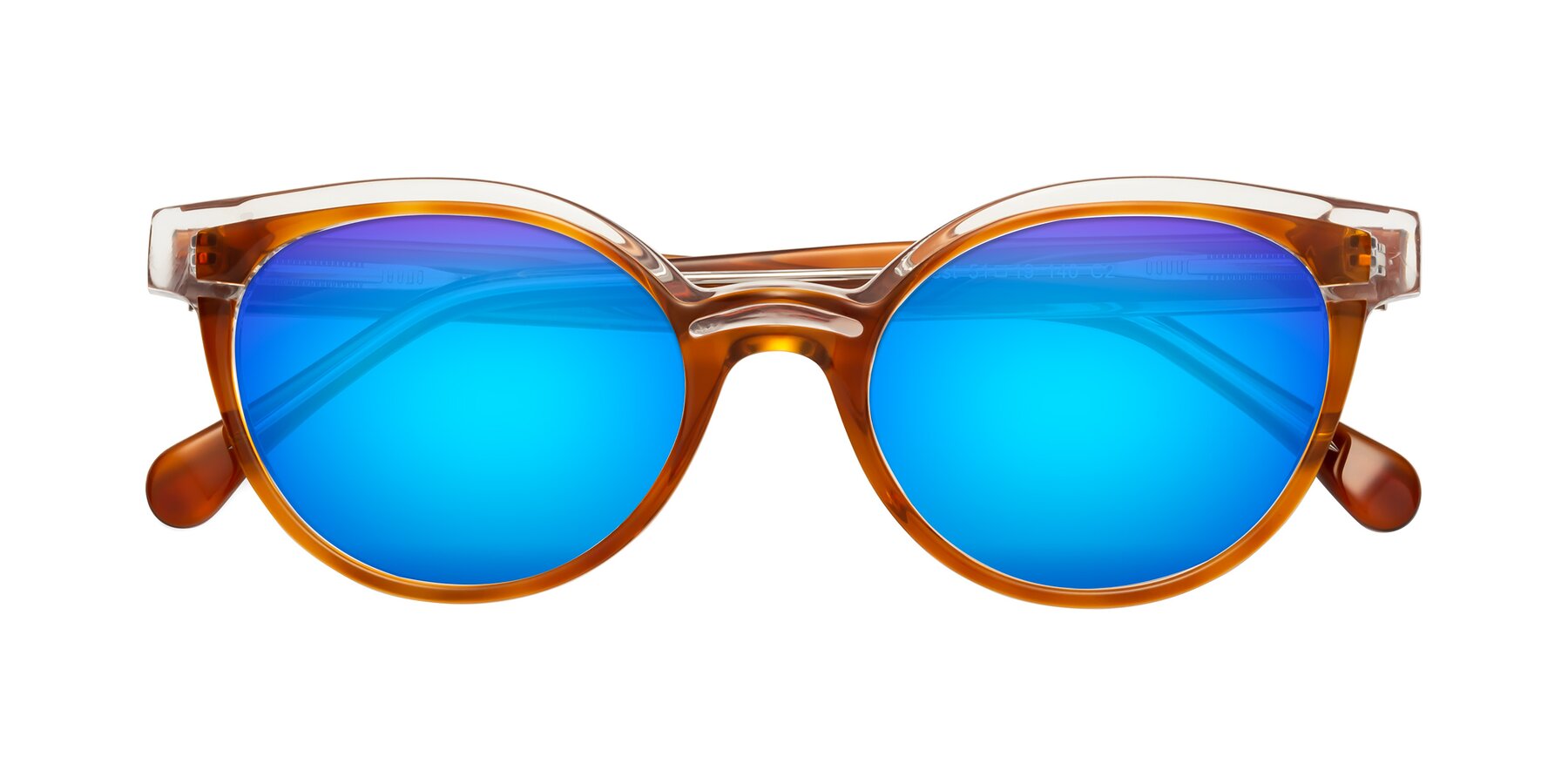Folded Front of Forest in Amber with Blue Mirrored Lenses