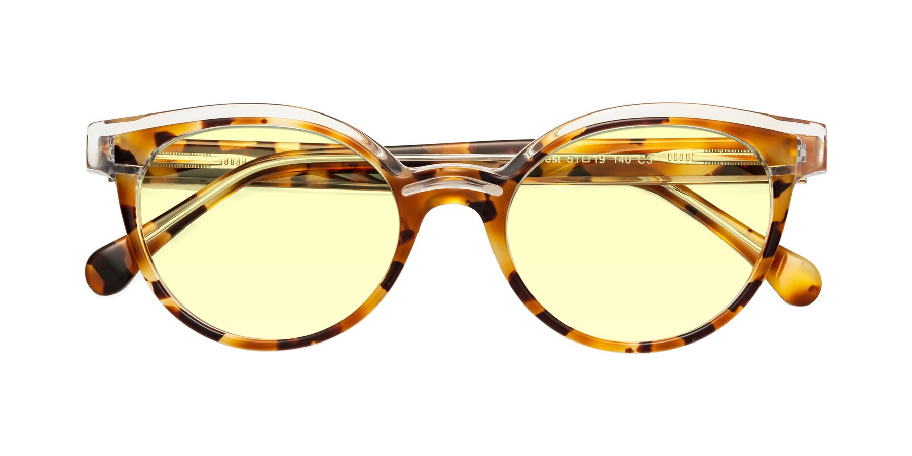 Folded Front of Forest in Ginger Tortoise with Light Yellow Tinted Lenses