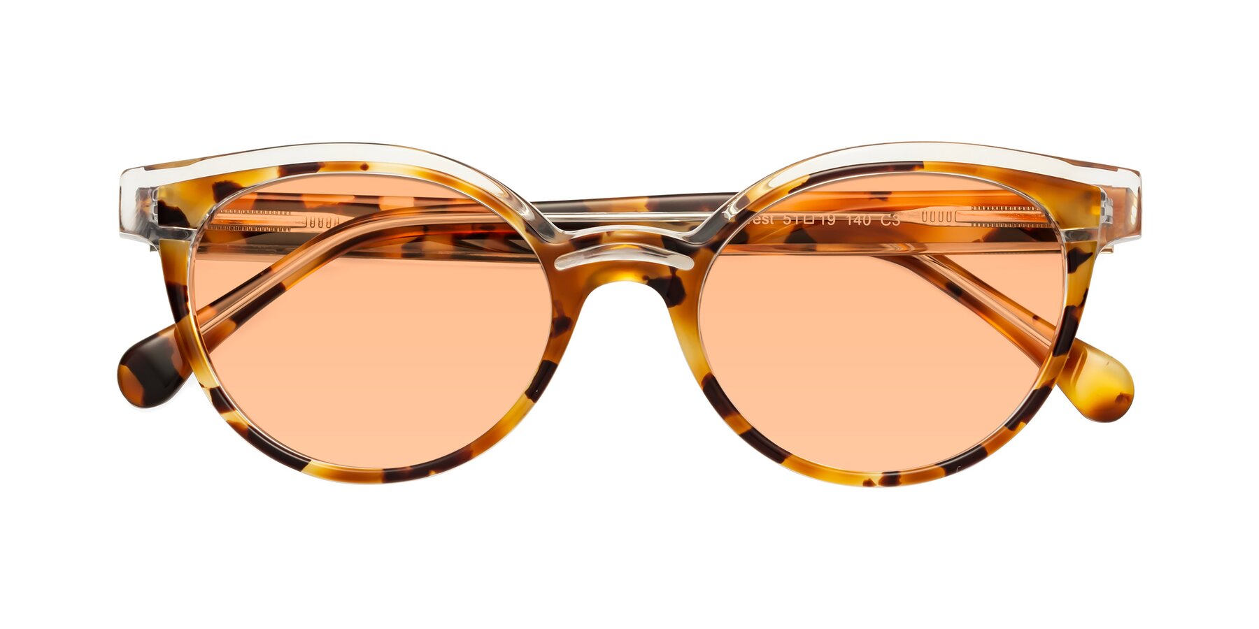 Folded Front of Forest in Ginger Tortoise with Light Orange Tinted Lenses