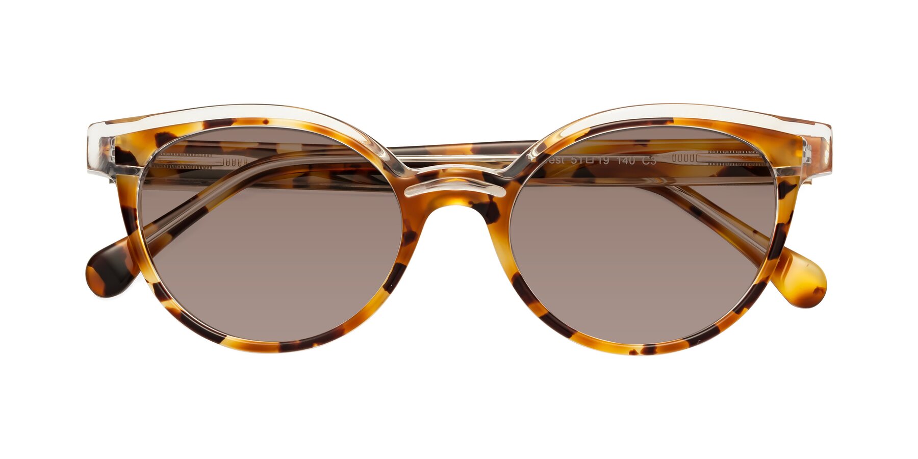 Folded Front of Forest in Ginger Tortoise with Medium Brown Tinted Lenses