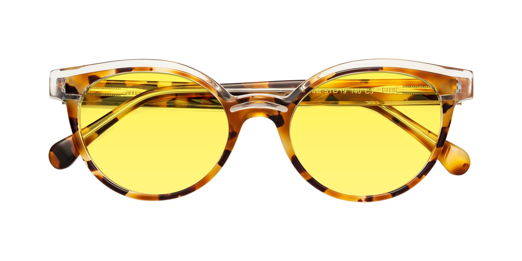 Folded Front of Forest in Ginger Tortoise with Medium Yellow Tinted Lenses