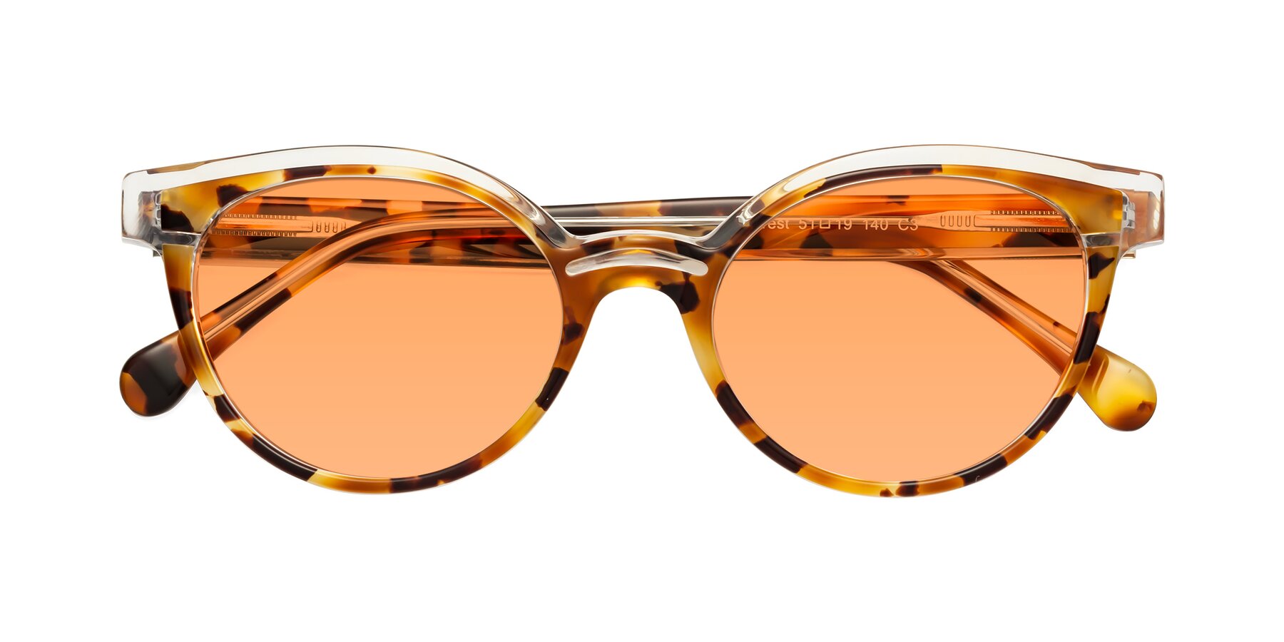 Folded Front of Forest in Ginger Tortoise with Medium Orange Tinted Lenses