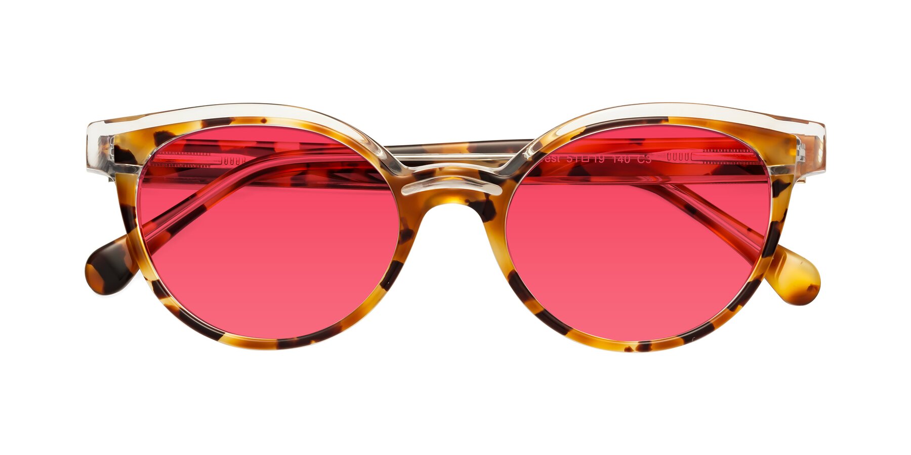 Folded Front of Forest in Ginger Tortoise with Red Tinted Lenses