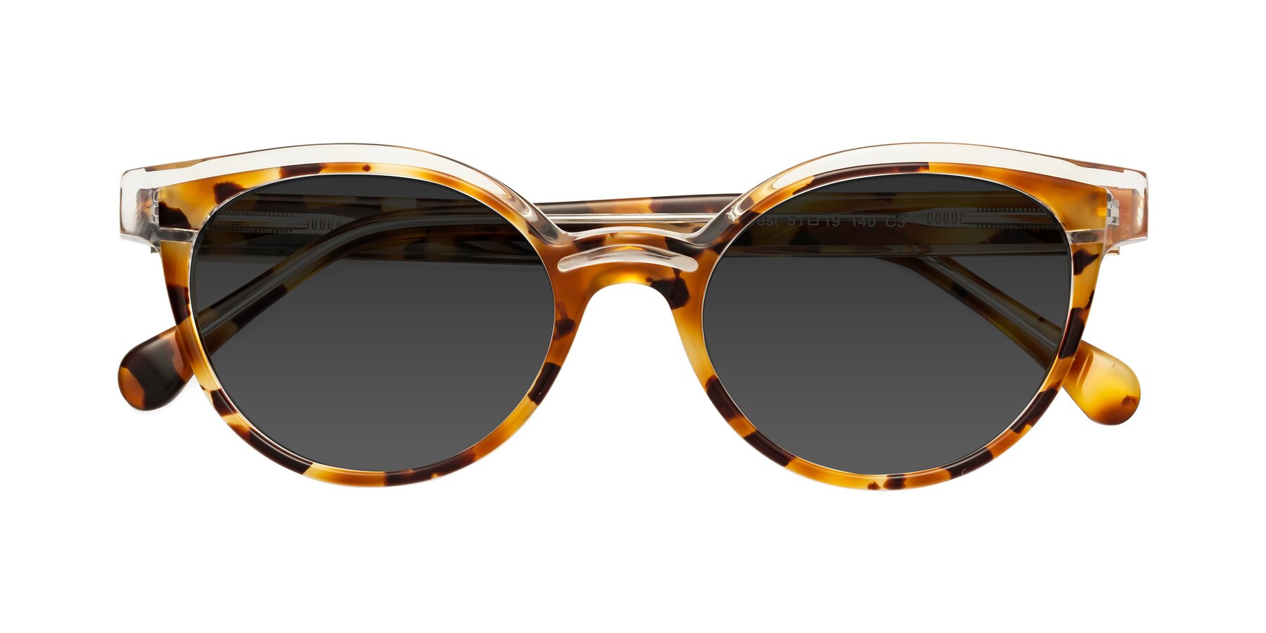 Folded Front of Forest in Ginger Tortoise with Gray Tinted Lenses