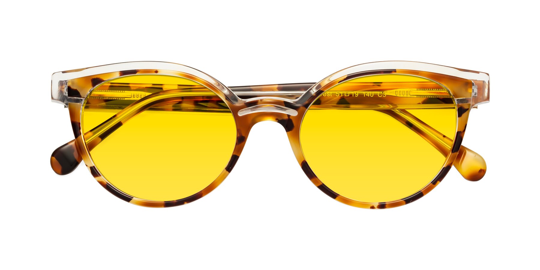 Folded Front of Forest in Ginger Tortoise with Yellow Tinted Lenses