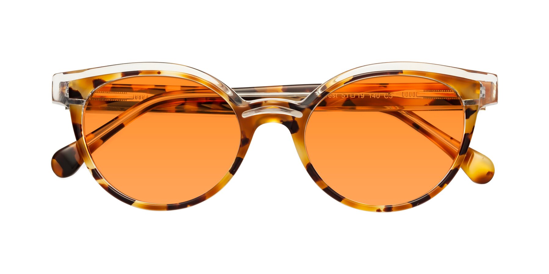 Folded Front of Forest in Ginger Tortoise with Orange Tinted Lenses