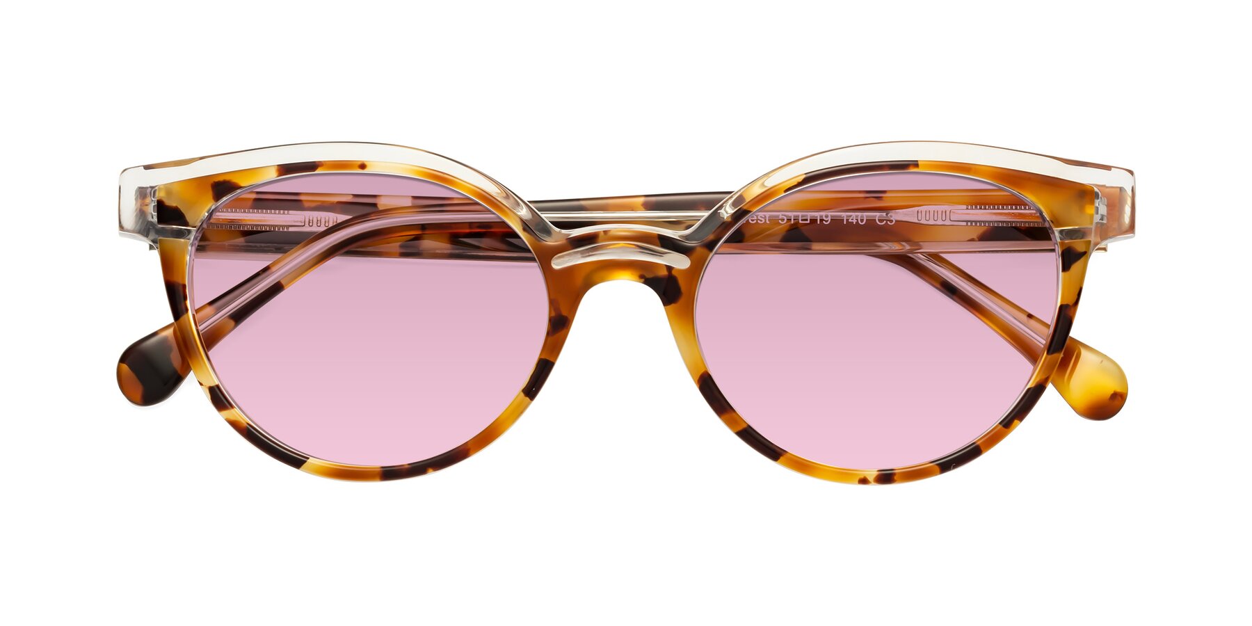 Folded Front of Forest in Ginger Tortoise with Light Wine Tinted Lenses