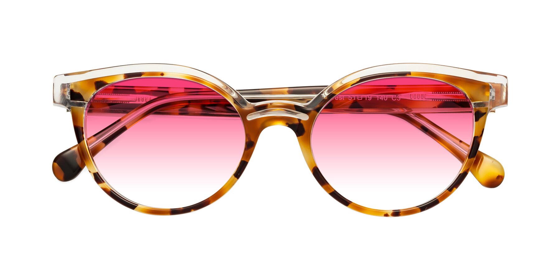 Folded Front of Forest in Ginger Tortoise with Pink Gradient Lenses