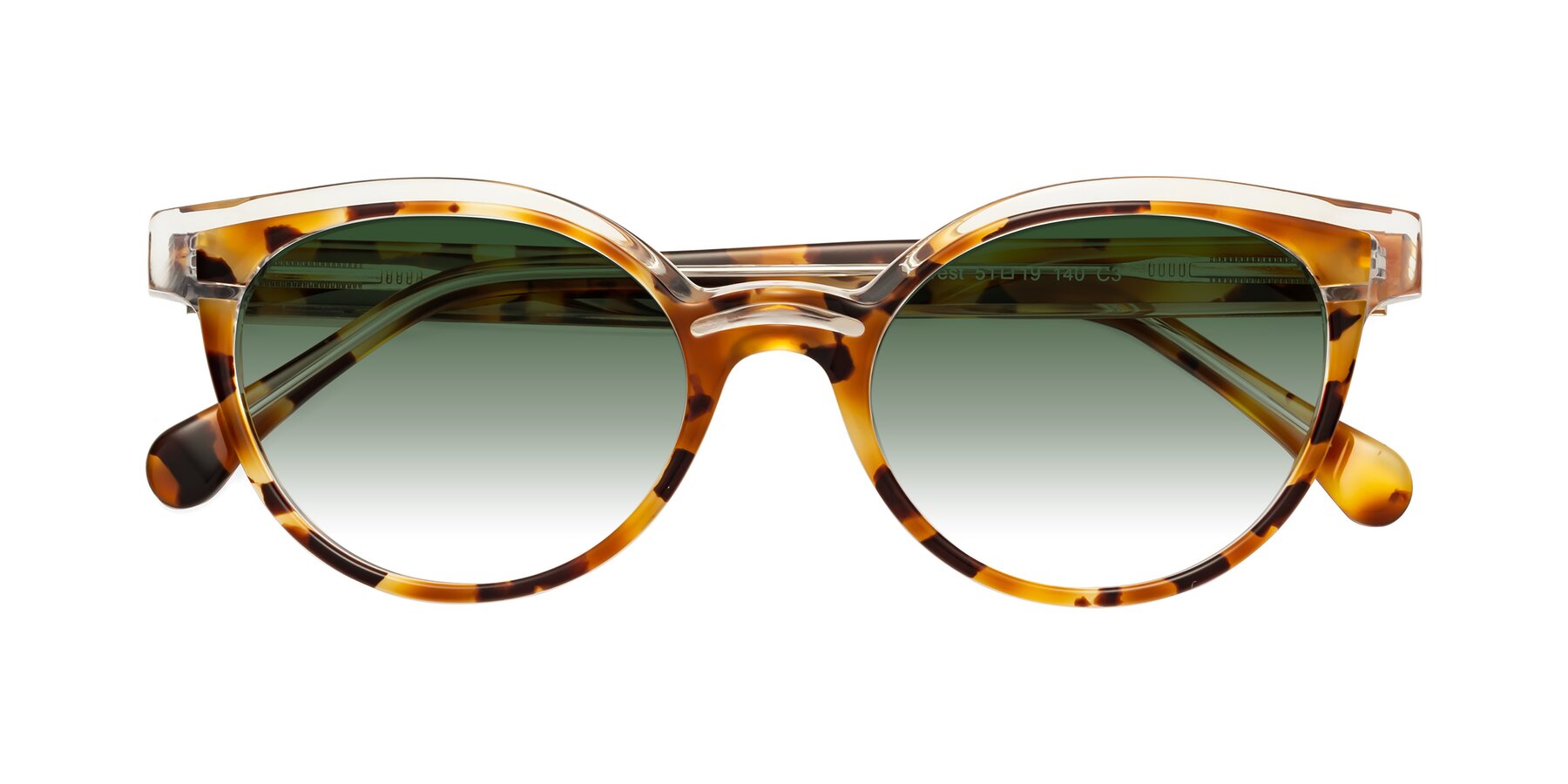 Folded Front of Forest in Ginger Tortoise with Green Gradient Lenses