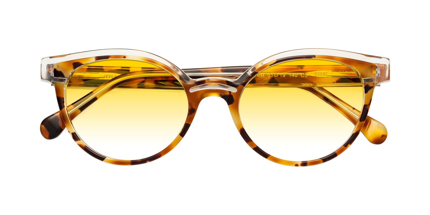 Folded Front of Forest in Ginger Tortoise with Yellow Gradient Lenses