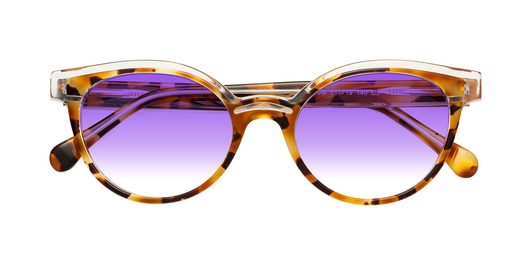 Folded Front of Forest in Ginger Tortoise with Purple Gradient Lenses