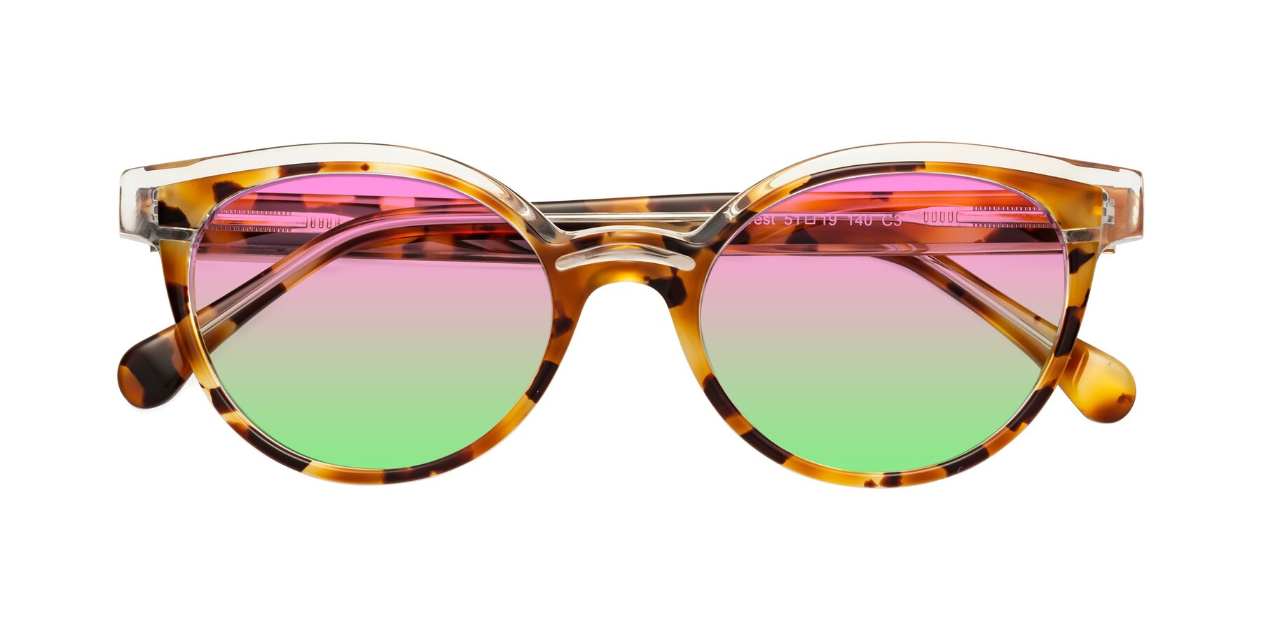 Folded Front of Forest in Ginger Tortoise with Pink / Green Gradient Lenses