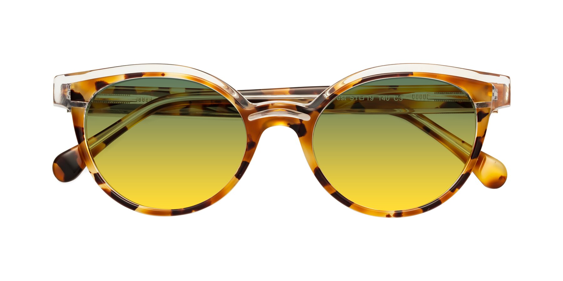 Folded Front of Forest in Ginger Tortoise with Green / Yellow Gradient Lenses