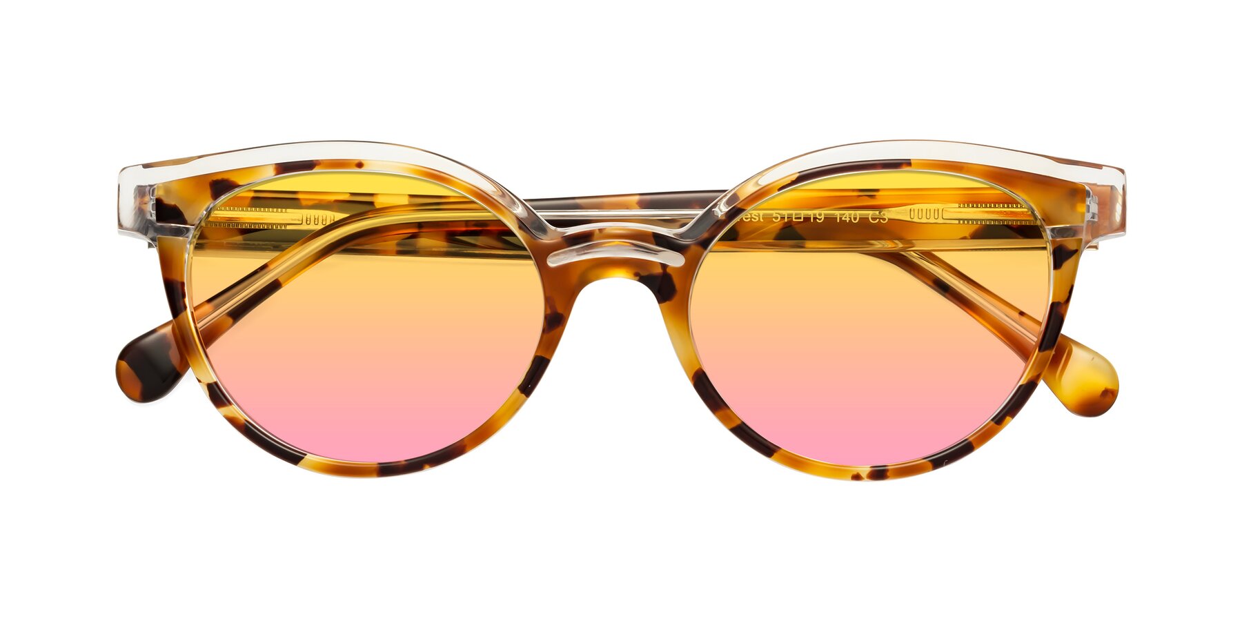Folded Front of Forest in Ginger Tortoise with Yellow / Pink Gradient Lenses