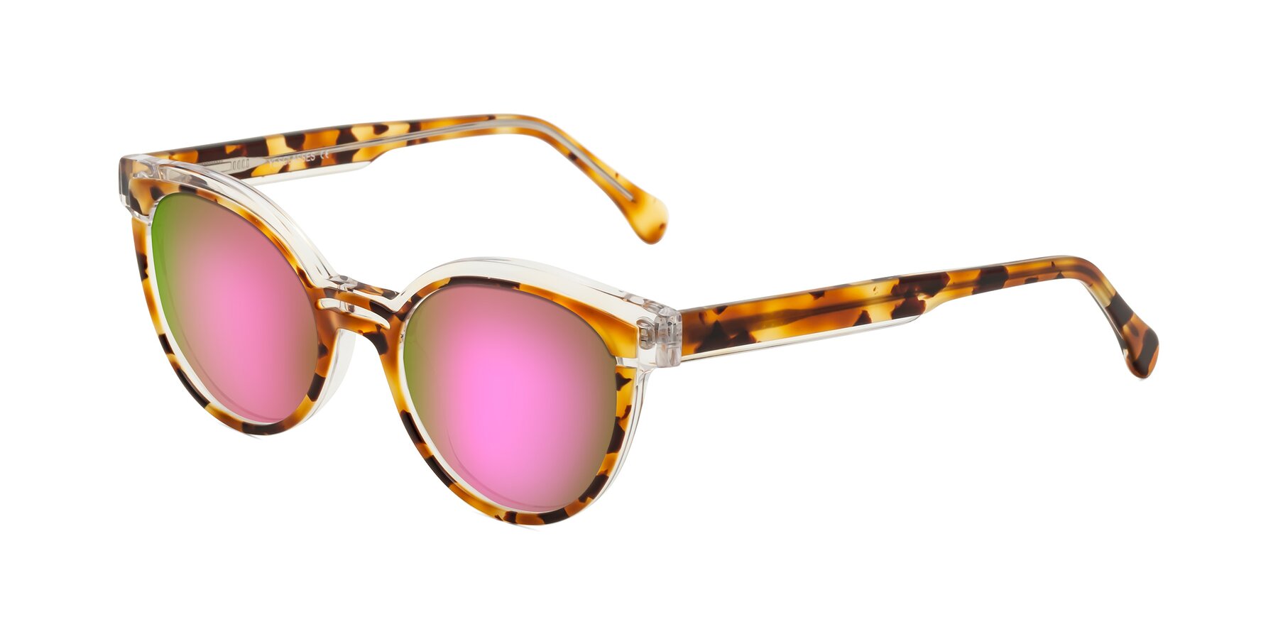 Angle of Forest in Ginger Tortoise with Pink Mirrored Lenses