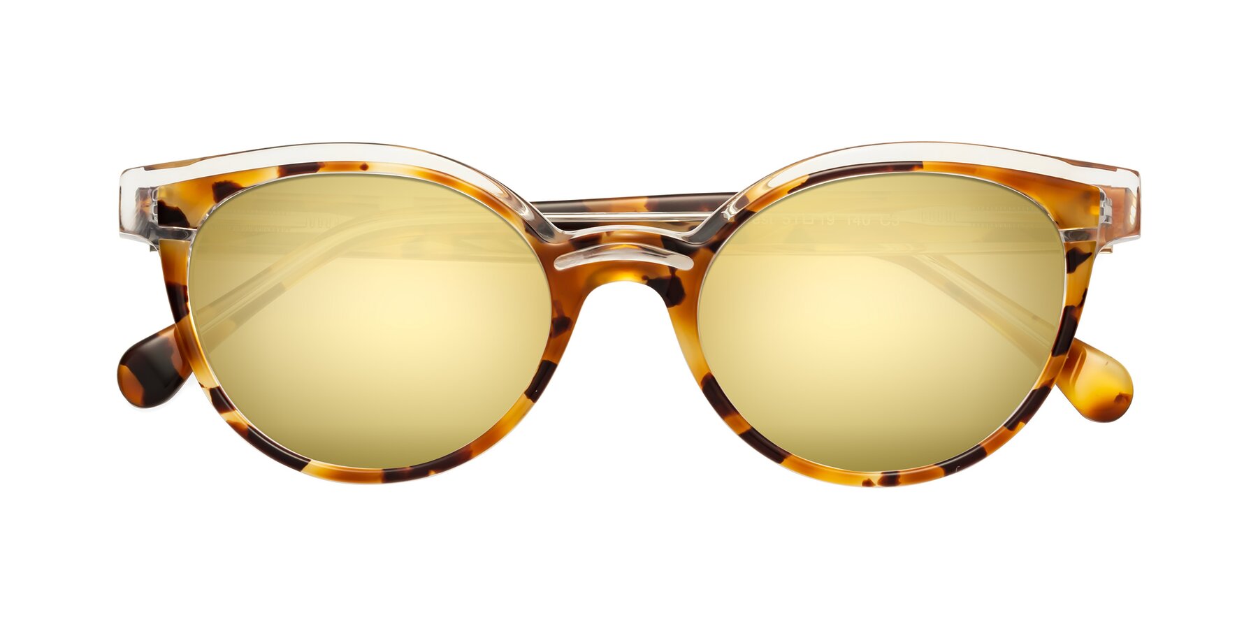 Folded Front of Forest in Ginger Tortoise with Gold Mirrored Lenses