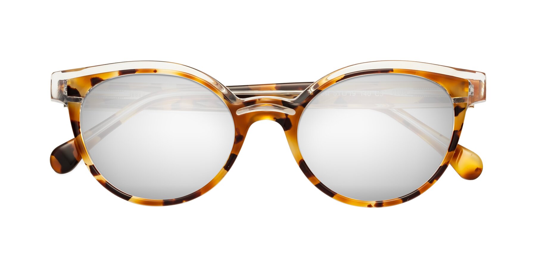 Folded Front of Forest in Ginger Tortoise with Silver Mirrored Lenses