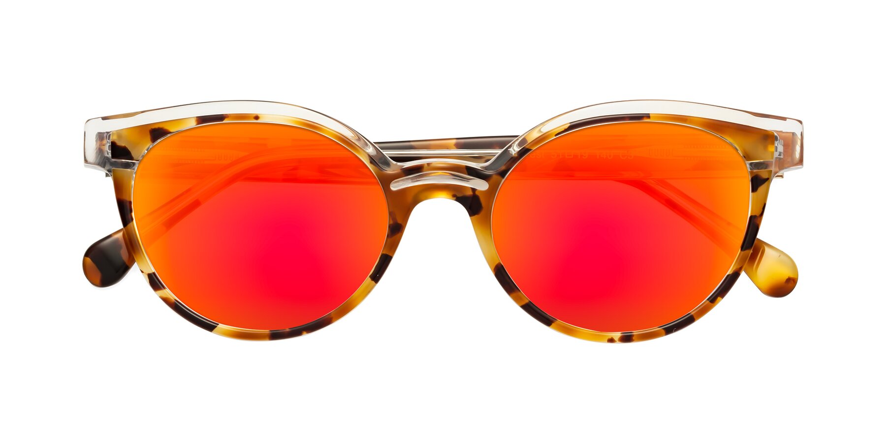 Folded Front of Forest in Ginger Tortoise with Red Gold Mirrored Lenses