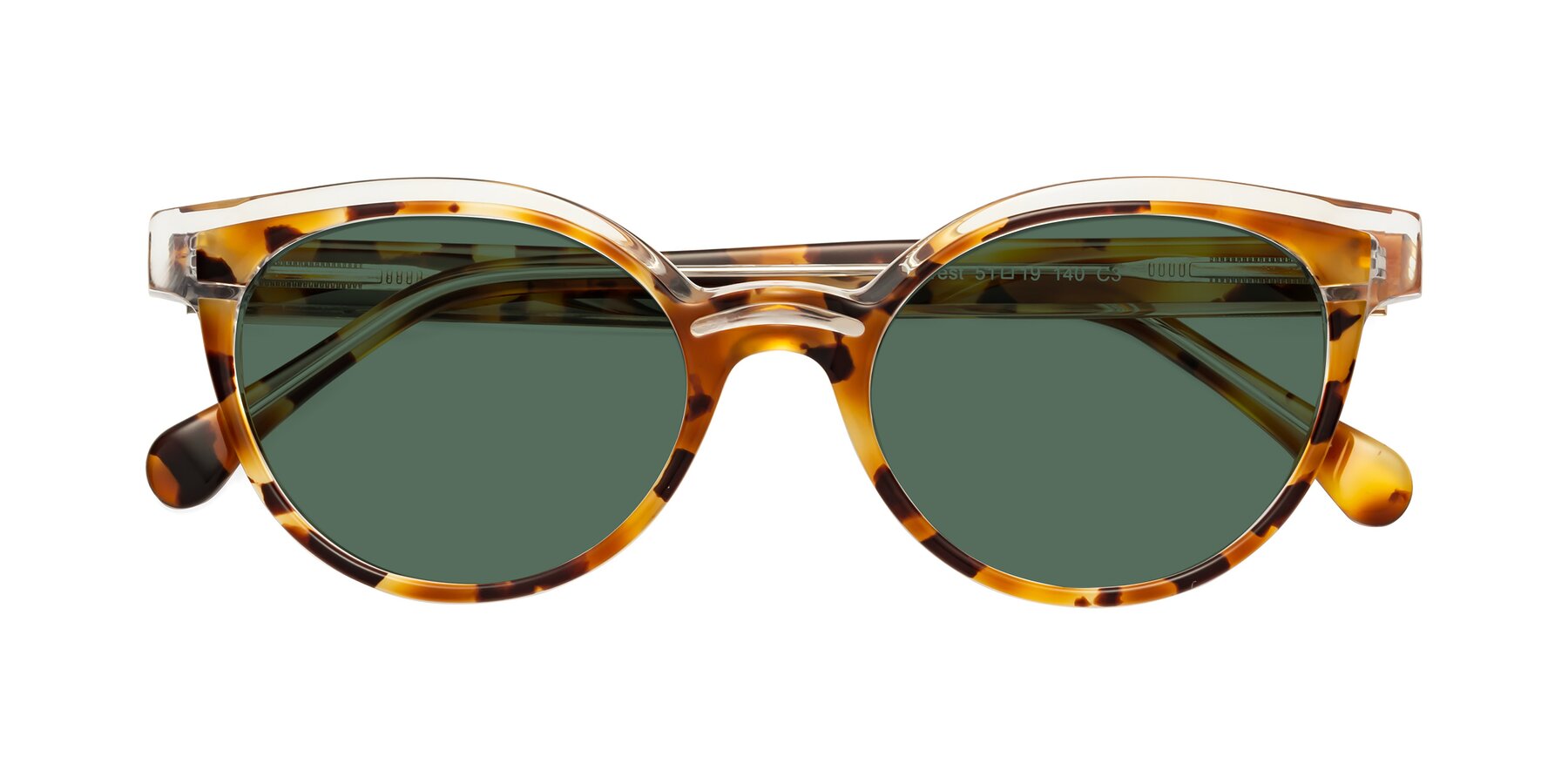 Folded Front of Forest in Ginger Tortoise with Green Polarized Lenses