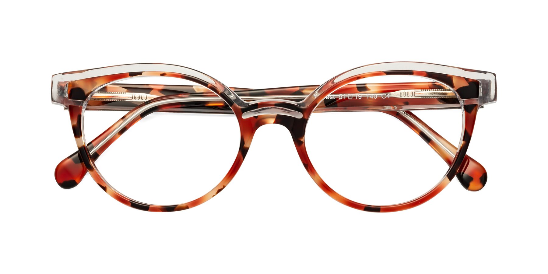 Folded Front of Forest in Vermillion Tortoise with Clear Reading Eyeglass Lenses