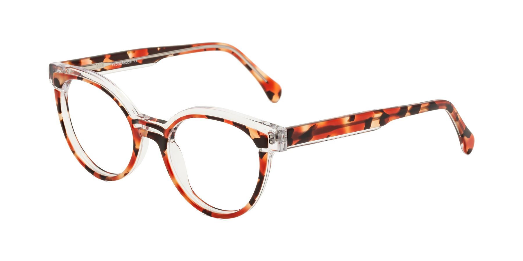 Angle of Forest in Vermillion Tortoise with Clear Reading Eyeglass Lenses