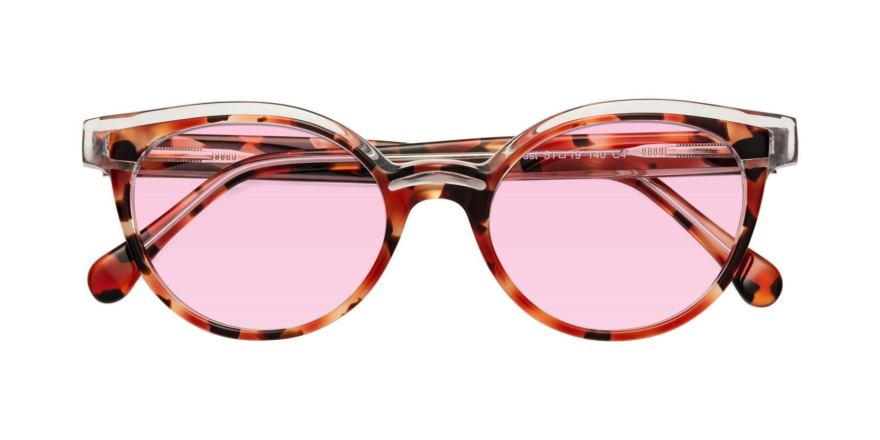 Folded Front of Forest in Vermillion Tortoise with Light Pink Tinted Lenses