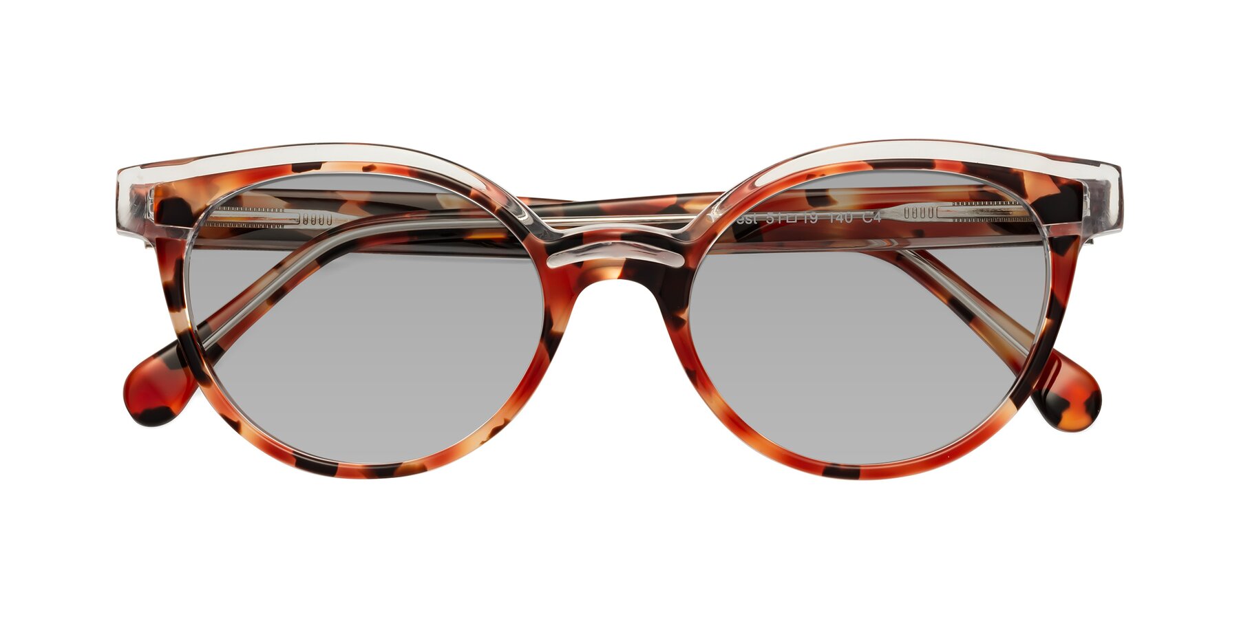 Folded Front of Forest in Vermillion Tortoise with Light Gray Tinted Lenses