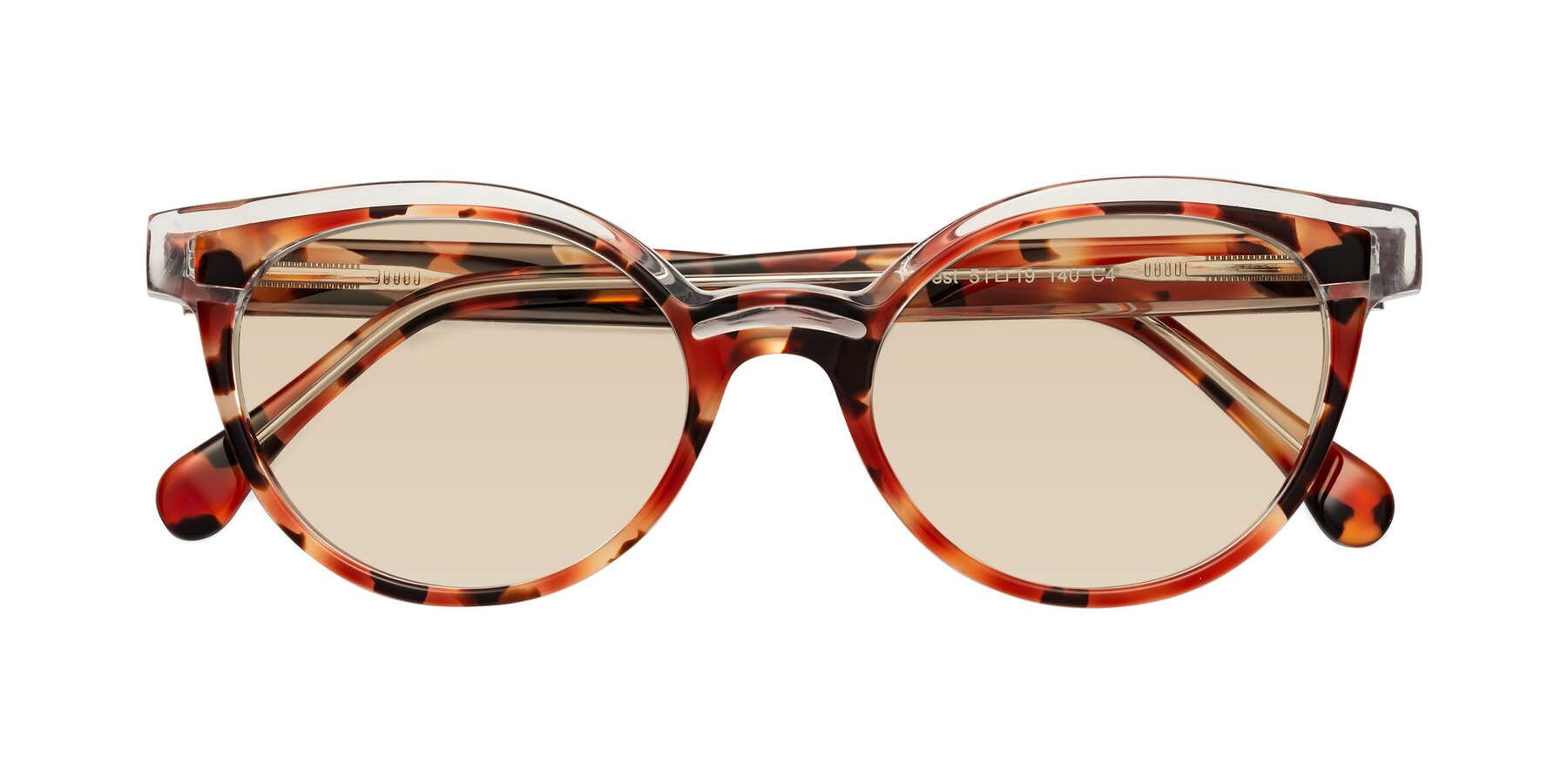 Folded Front of Forest in Vermillion Tortoise with Light Brown Tinted Lenses