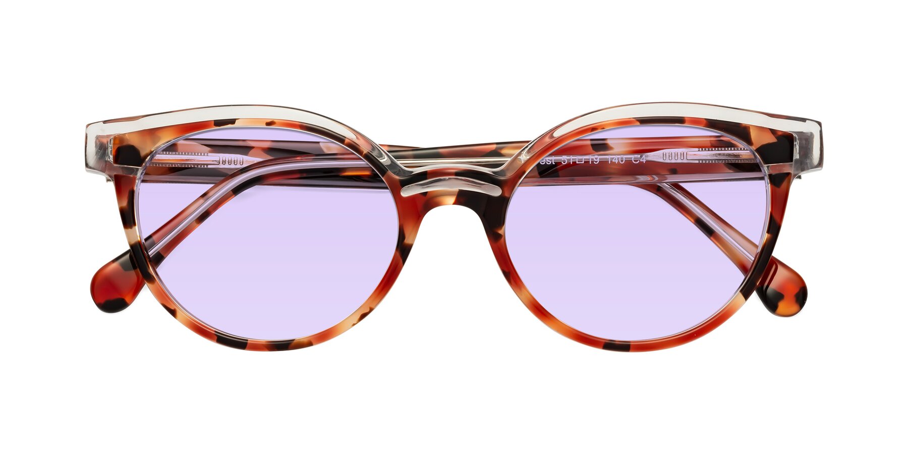 Folded Front of Forest in Vermillion Tortoise with Light Purple Tinted Lenses