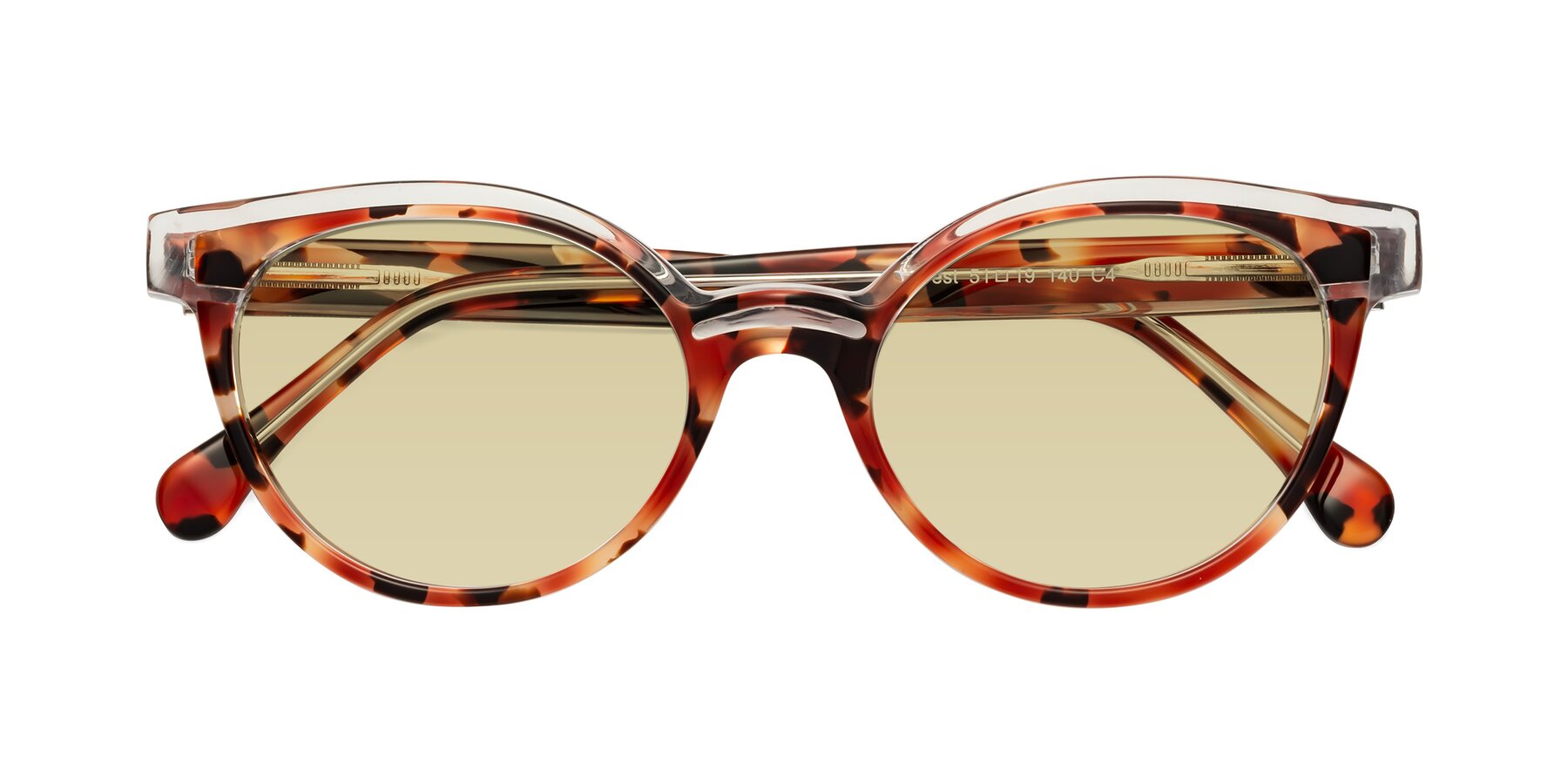 Folded Front of Forest in Vermillion Tortoise with Light Champagne Tinted Lenses