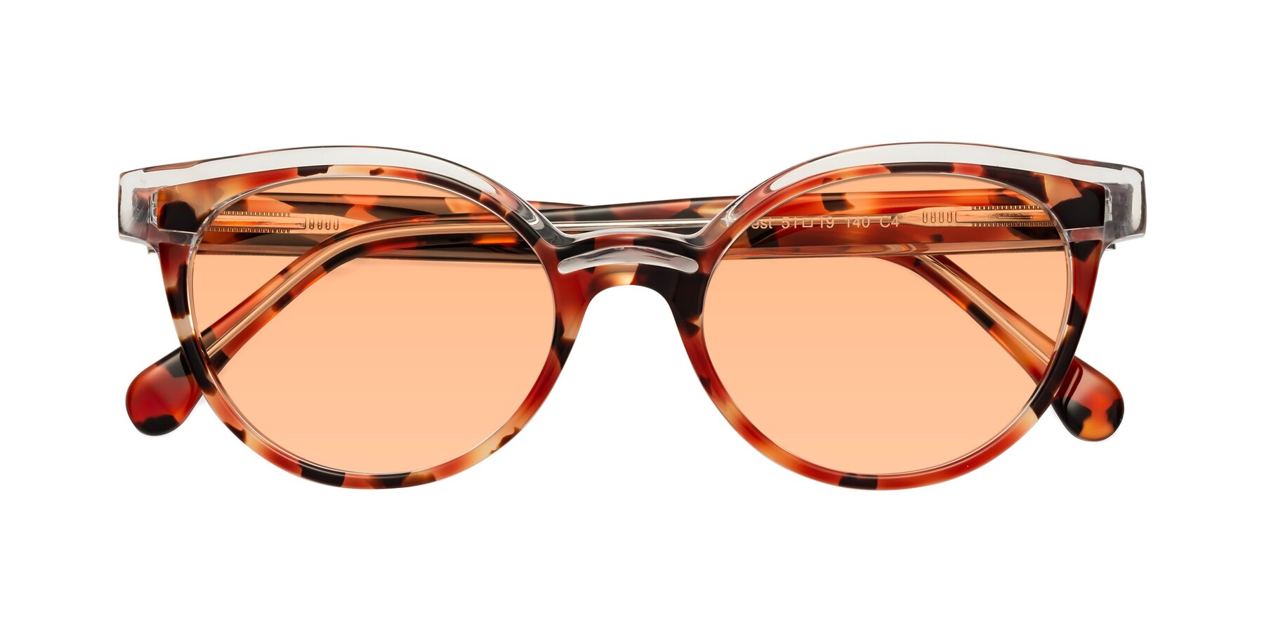 Folded Front of Forest in Vermillion Tortoise with Light Orange Tinted Lenses