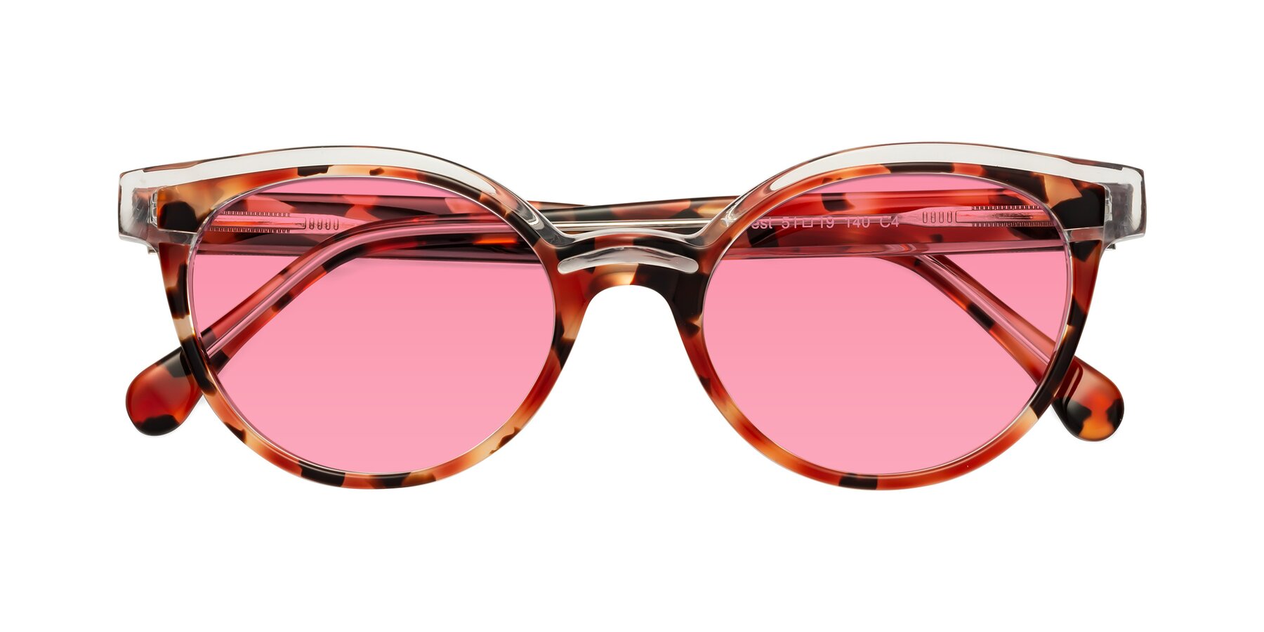 Folded Front of Forest in Vermillion Tortoise with Pink Tinted Lenses