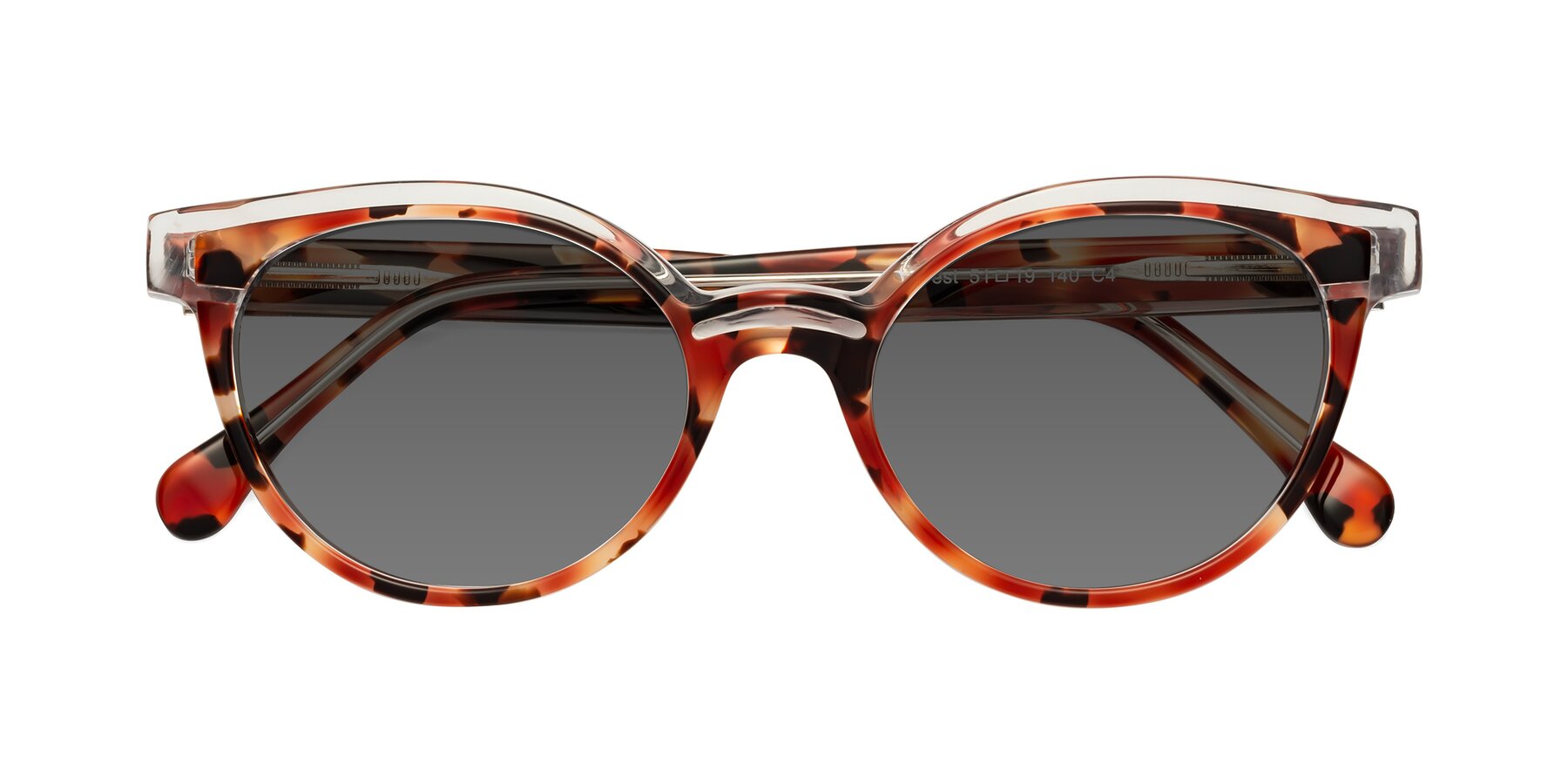 Folded Front of Forest in Vermillion Tortoise with Medium Gray Tinted Lenses