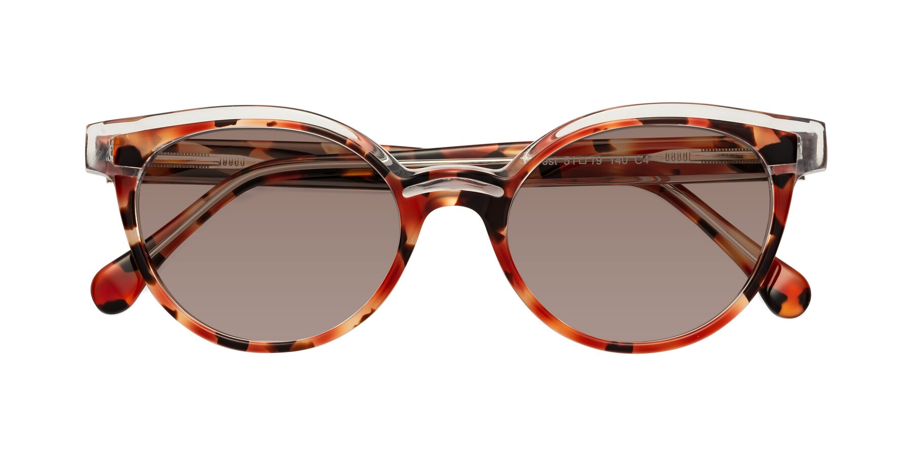 Folded Front of Forest in Vermillion Tortoise with Medium Brown Tinted Lenses