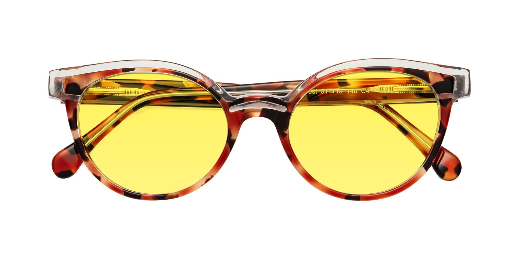 Folded Front of Forest in Vermillion Tortoise with Medium Yellow Tinted Lenses