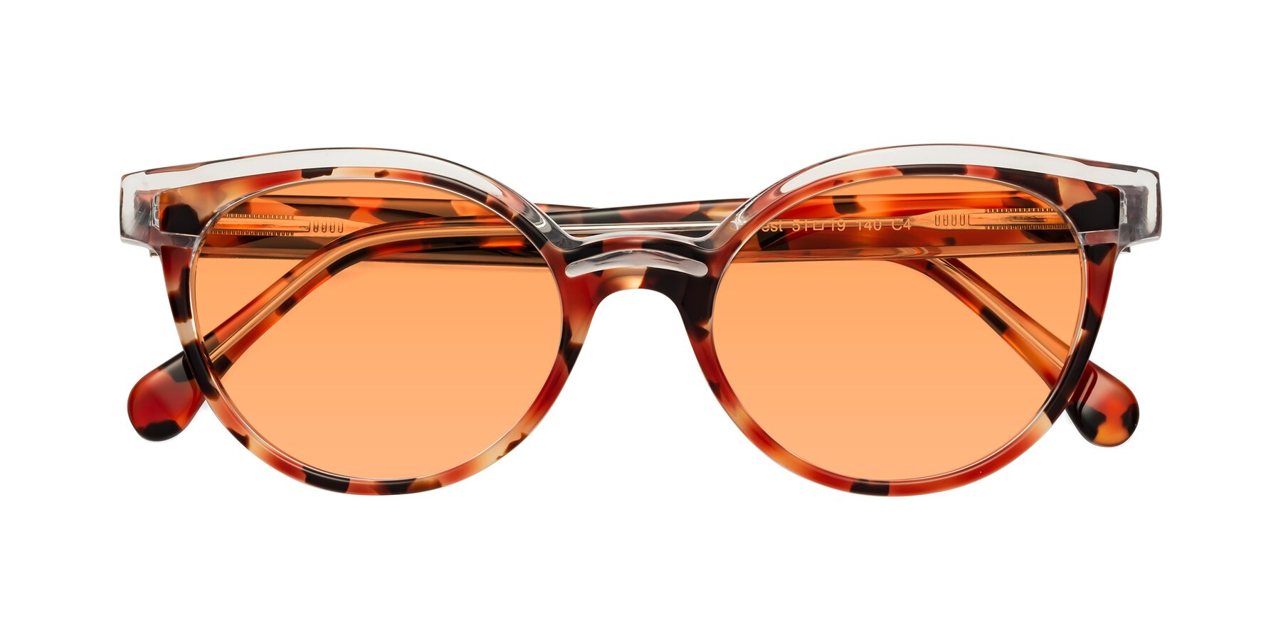 Folded Front of Forest in Vermillion Tortoise with Medium Orange Tinted Lenses