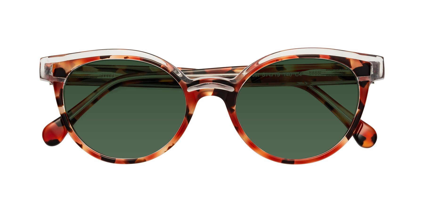 Folded Front of Forest in Vermillion Tortoise with Green Tinted Lenses