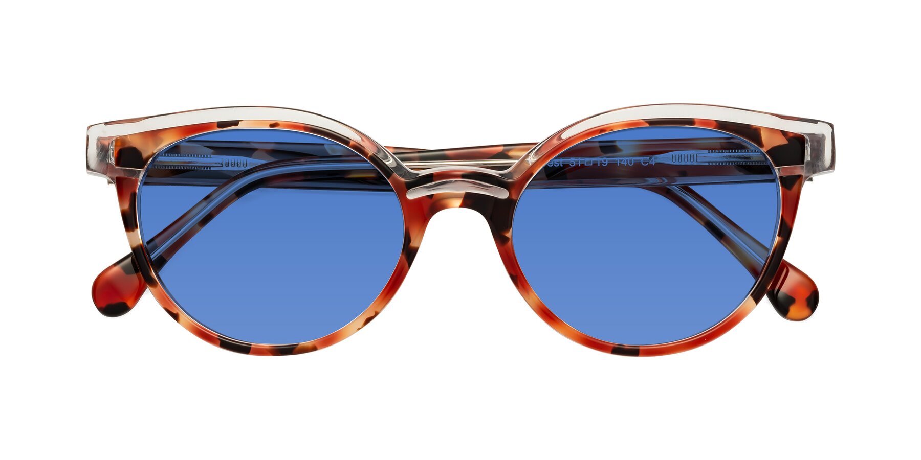 Folded Front of Forest in Vermillion Tortoise with Blue Tinted Lenses