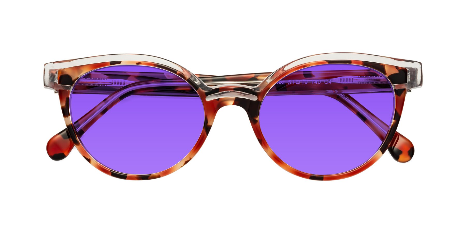 Folded Front of Forest in Vermillion Tortoise with Purple Tinted Lenses