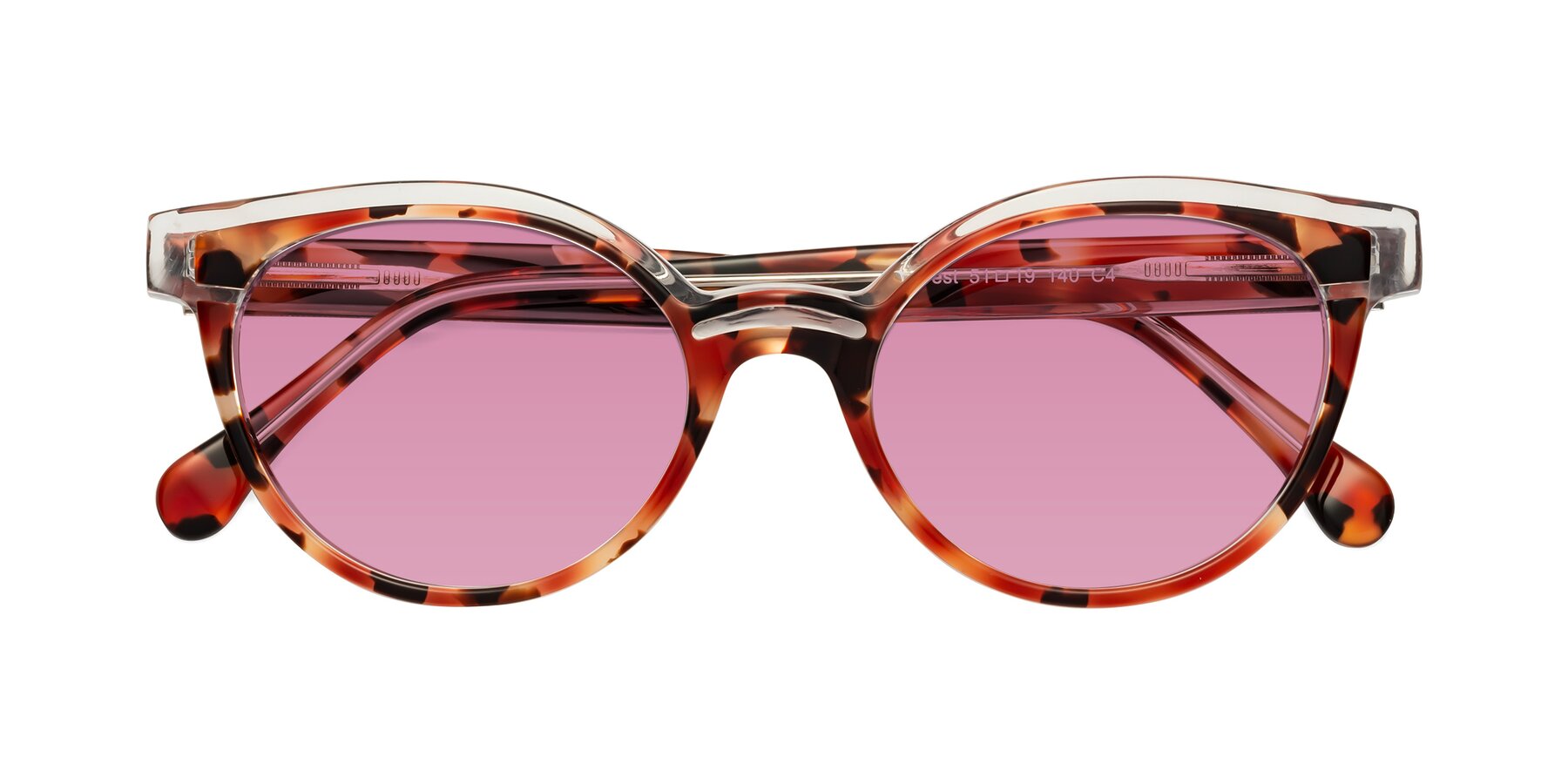 Folded Front of Forest in Vermillion Tortoise with Medium Wine Tinted Lenses